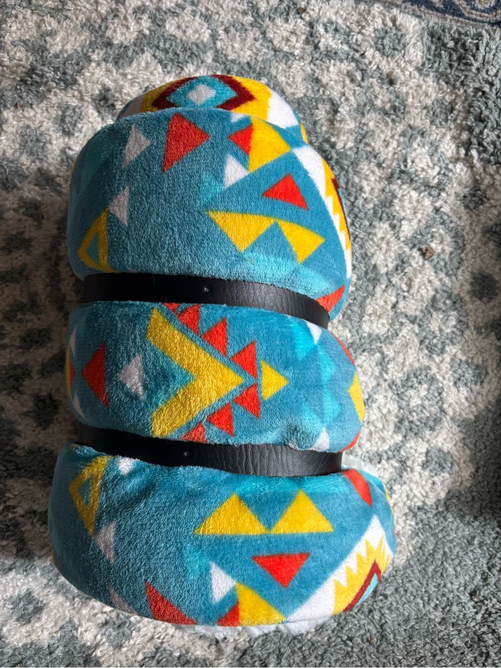 Bliss Turquoise Geometric Pattern Throw Blanket with Yellow & Red Accents